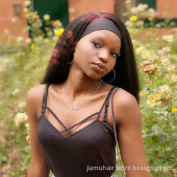 Synthetic Headband Wig Yaki Straight Hair Easy to Wear Wholesale Synthetic Kinky Straight Headband Wigs for Black Women